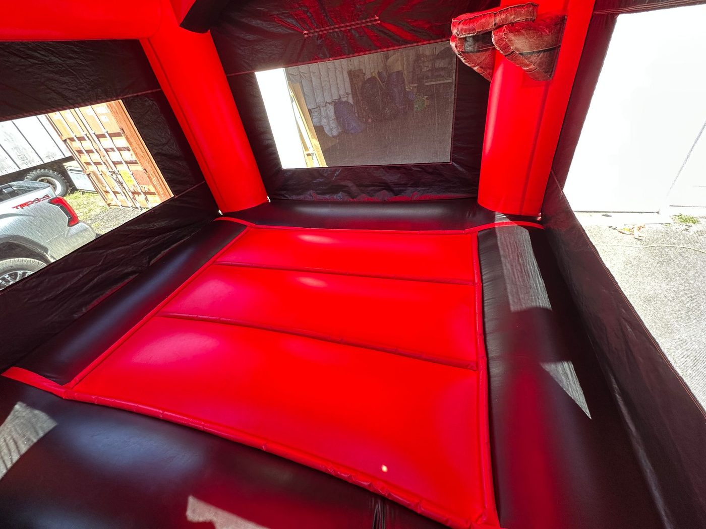 After photo of blown internal baffle repair on a bounce house, completed by Stitches For Bounces