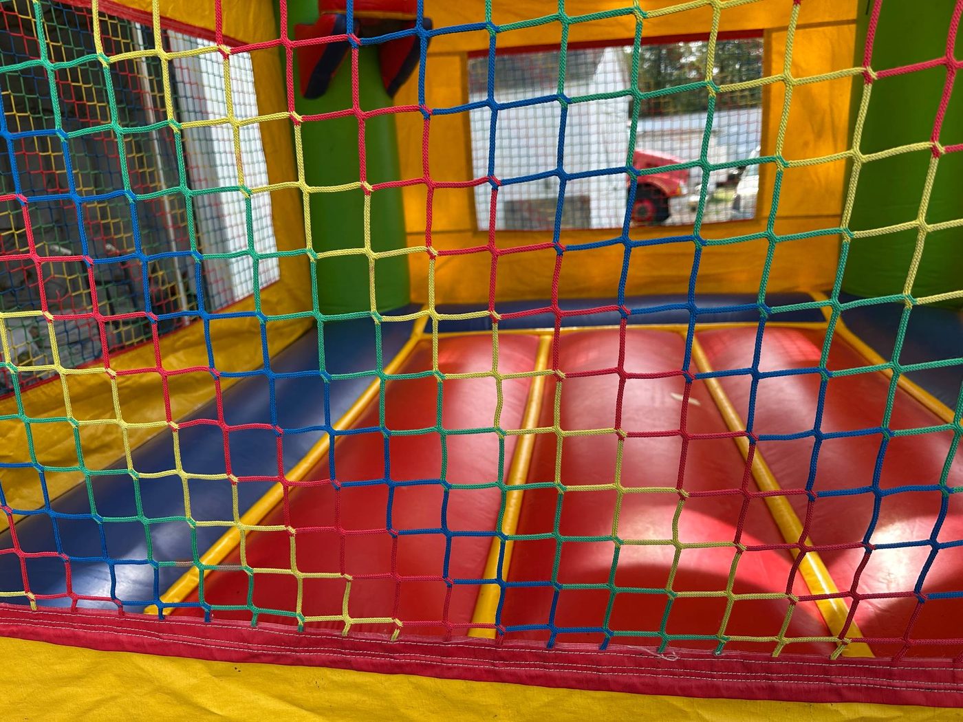 After photo of blown internal baffle repair on a bounce house, completed by Stitches For Bounces