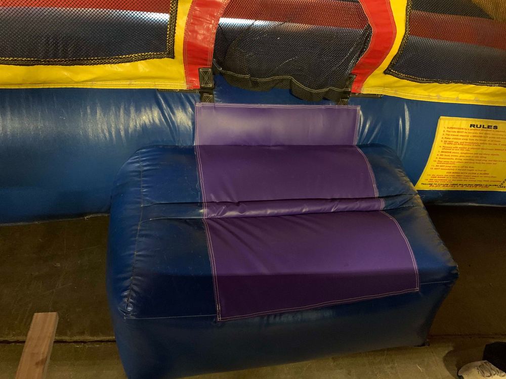 After photo of blown internal baffle repair on a bounce house, completed by Stitches For Bounces