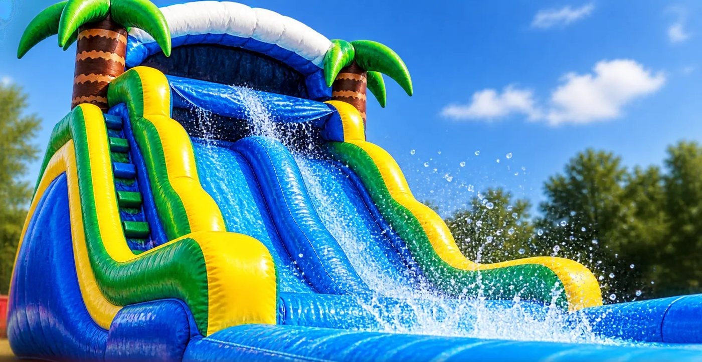 Commercial water slide repaired by Stitches For Bounces