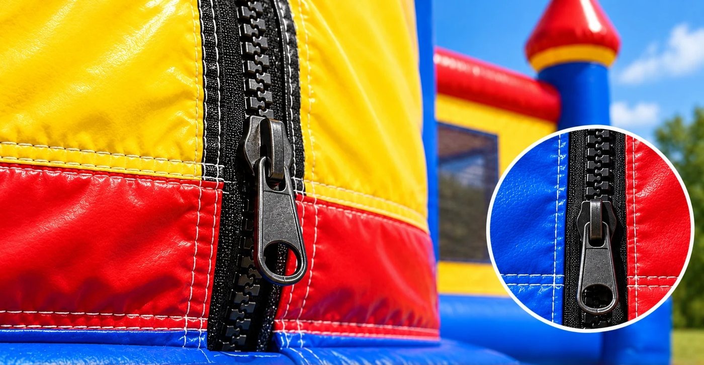 Bounce house zipper replaced by Stitches For Bounces